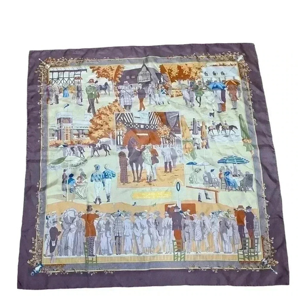 Hermès 'Un Siecle de Courses a Deauville 90' scarf by Hubert de Watrigant - Picture 1 of 6